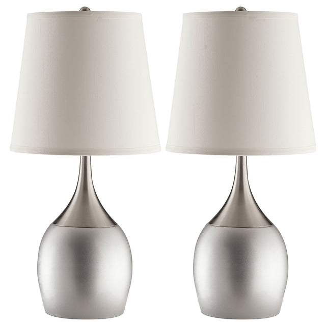 Tampa Furniture Outlet - Coaster - Tenya 24-inch Empire Shade Urn Table Lamp Silver (Set of 2) - 901471