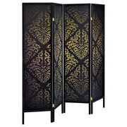 Tampa Furniture Outlet - Coaster - Haidera 4-Panel Room Divider Folding Screen Black Damask - 901632