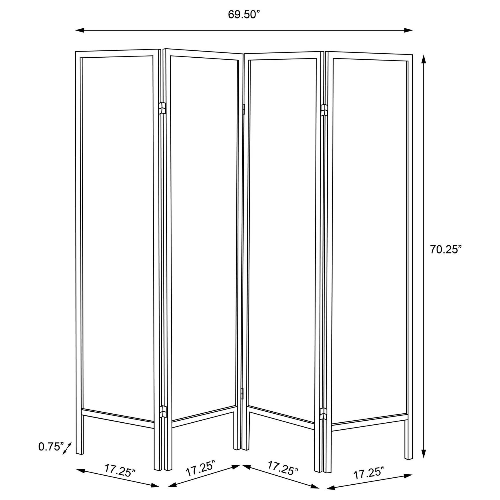Haidera 4-Panel Room Divider Folding Screen Black Damask - Tampa Furniture Outlet