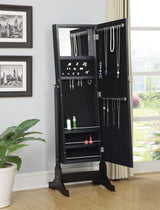 Cortez Cheval Mirror with Jewelry Storage Black - Tampa Furniture Outlet
