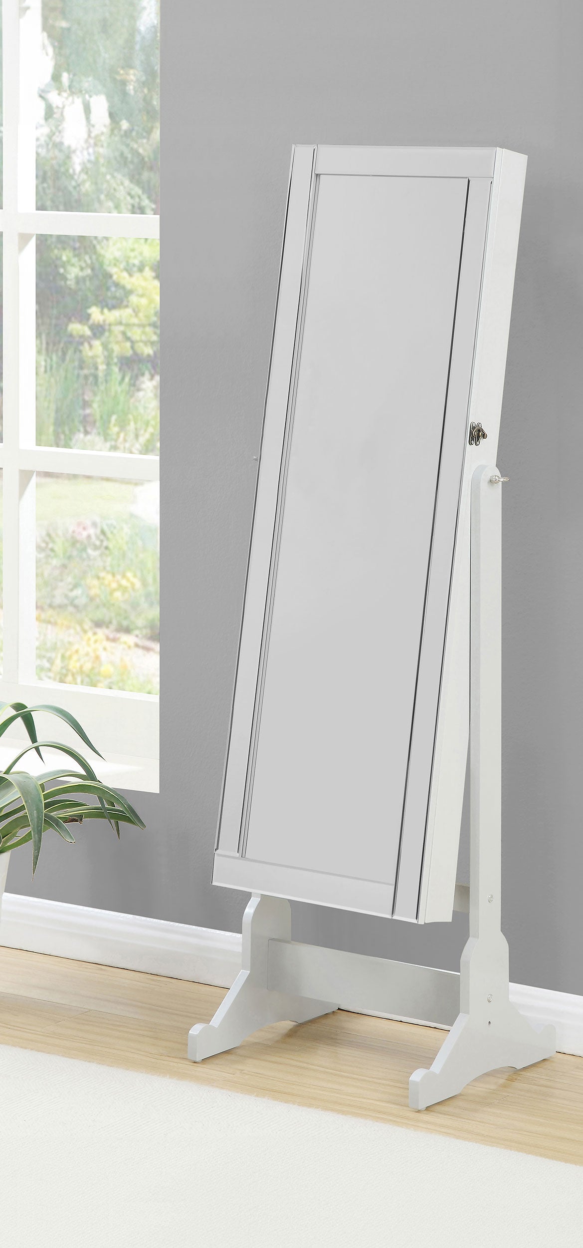 Yvonne Cheval Mirror with Jewelry Storage Dove Grey - Tampa Furniture Outlet