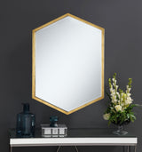 Bledel 24 x 34 Inch Hexagonal Wall Mirror Gold - Tampa Furniture Outlet