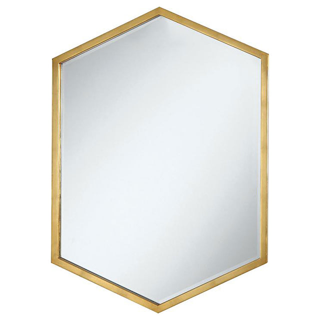 Tampa Furniture Outlet - Coaster - Bledel 24 x 34 Inch Hexagonal Wall Mirror Gold - 902356