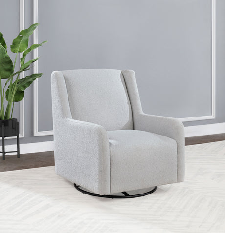 Serra Boucle Upholstered Swivel Glider Dove Grey - Tampa Furniture Outlet