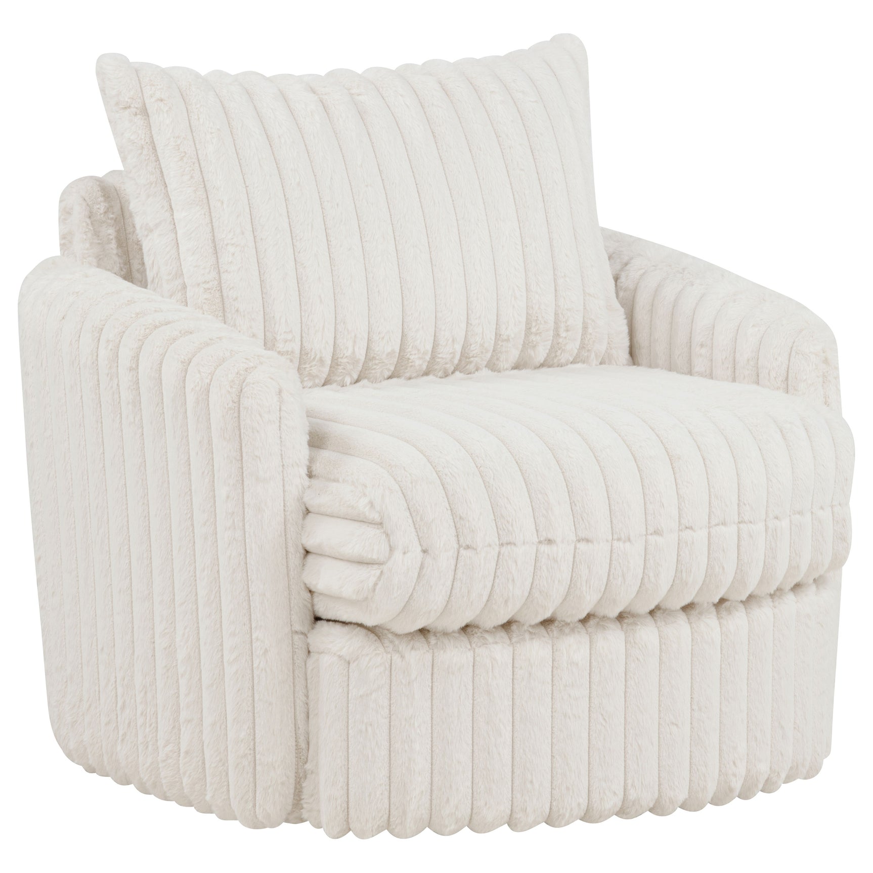 Tampa Furniture Outlet - Coaster - Sarco Corduroy Upholstered Swivel Accent Arm Chair Ivory - 902541