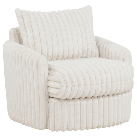 Tampa Furniture Outlet - Coaster - Sarco Corduroy Upholstered Swivel Accent Arm Chair Ivory - 902541