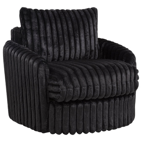 Tampa Furniture Outlet - Coaster - Sarco Corduroy Upholstered Swivel Accent Arm Chair Black - 902542