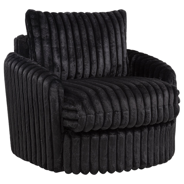 Tampa Furniture Outlet - Coaster - Sarco Corduroy Upholstered Swivel Accent Arm Chair Black - 902542