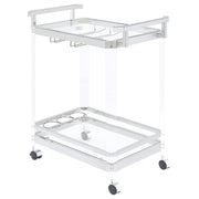 Tampa Furniture Outlet - Coaster - Jefferson 2-tier Glass Shelf Acrylic Bar Cart Chrome - 902589