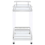 Jefferson 2-tier Glass Shelf Acrylic Bar Cart Chrome - Tampa Furniture Outlet
