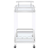Jefferson 2-tier Glass Shelf Acrylic Bar Cart Chrome - Tampa Furniture Outlet