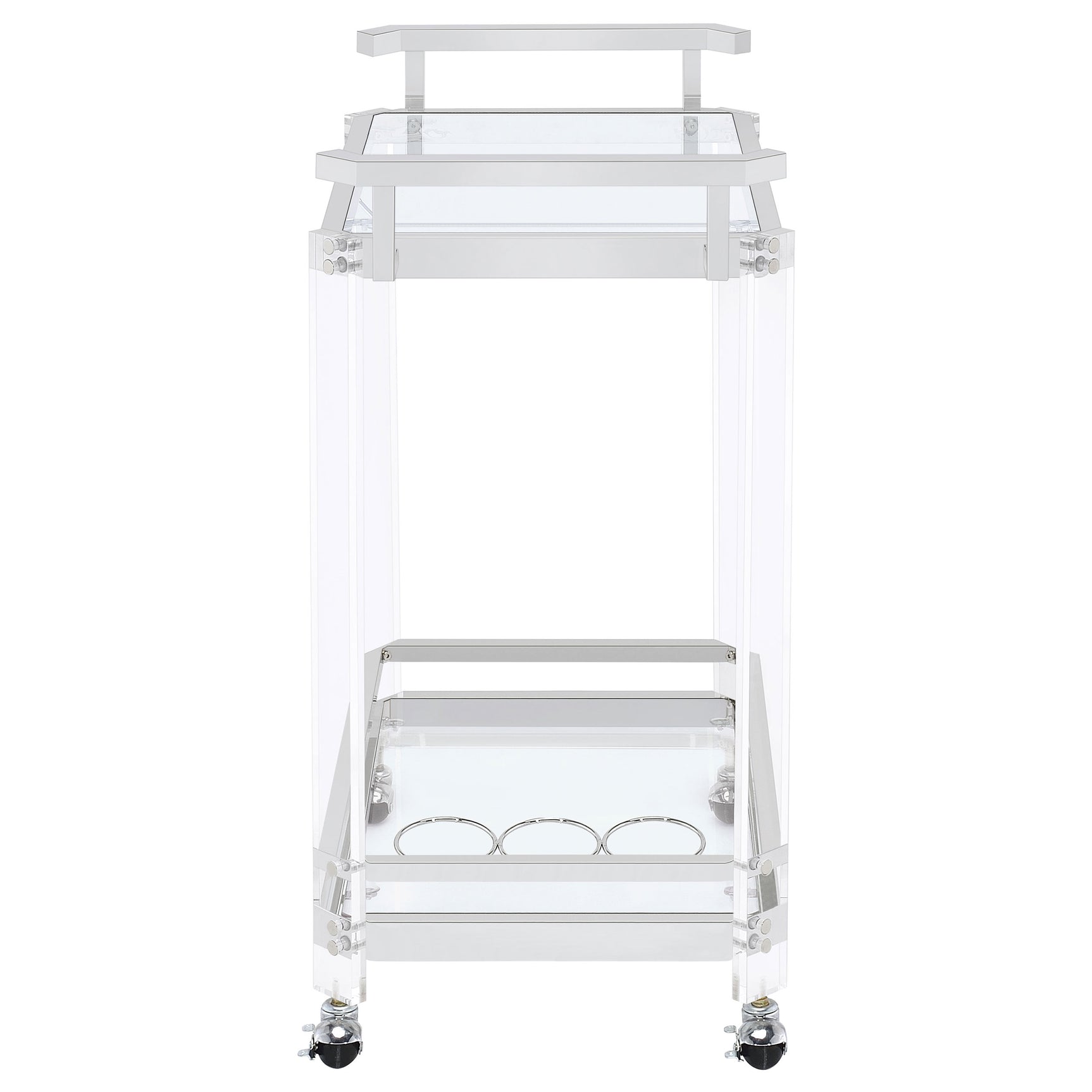 Jefferson 2-tier Glass Shelf Acrylic Bar Cart Chrome - Tampa Furniture Outlet