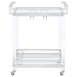Jefferson 2-tier Glass Shelf Acrylic Bar Cart Chrome - Tampa Furniture Outlet