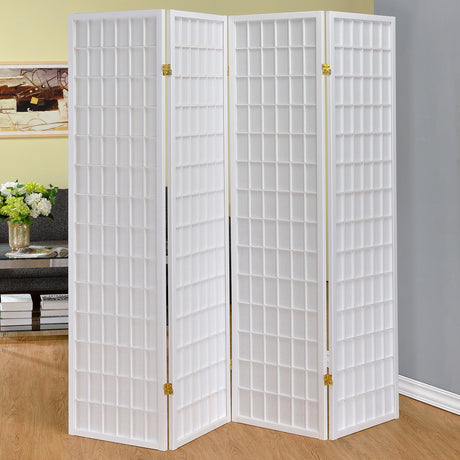 Roberto 4-Panel Room Divider Folding Shoji Screen White - Tampa Furniture Outlet