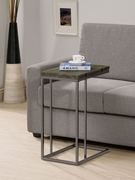 Pedro Expandable C-Shaped Sofa Side Table Weathered Grey - Tampa Furniture Outlet