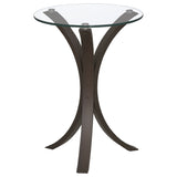 Tampa Furniture Outlet - Coaster - Edgar Round Glass Top Accent Side Table Cappuccino - 902867