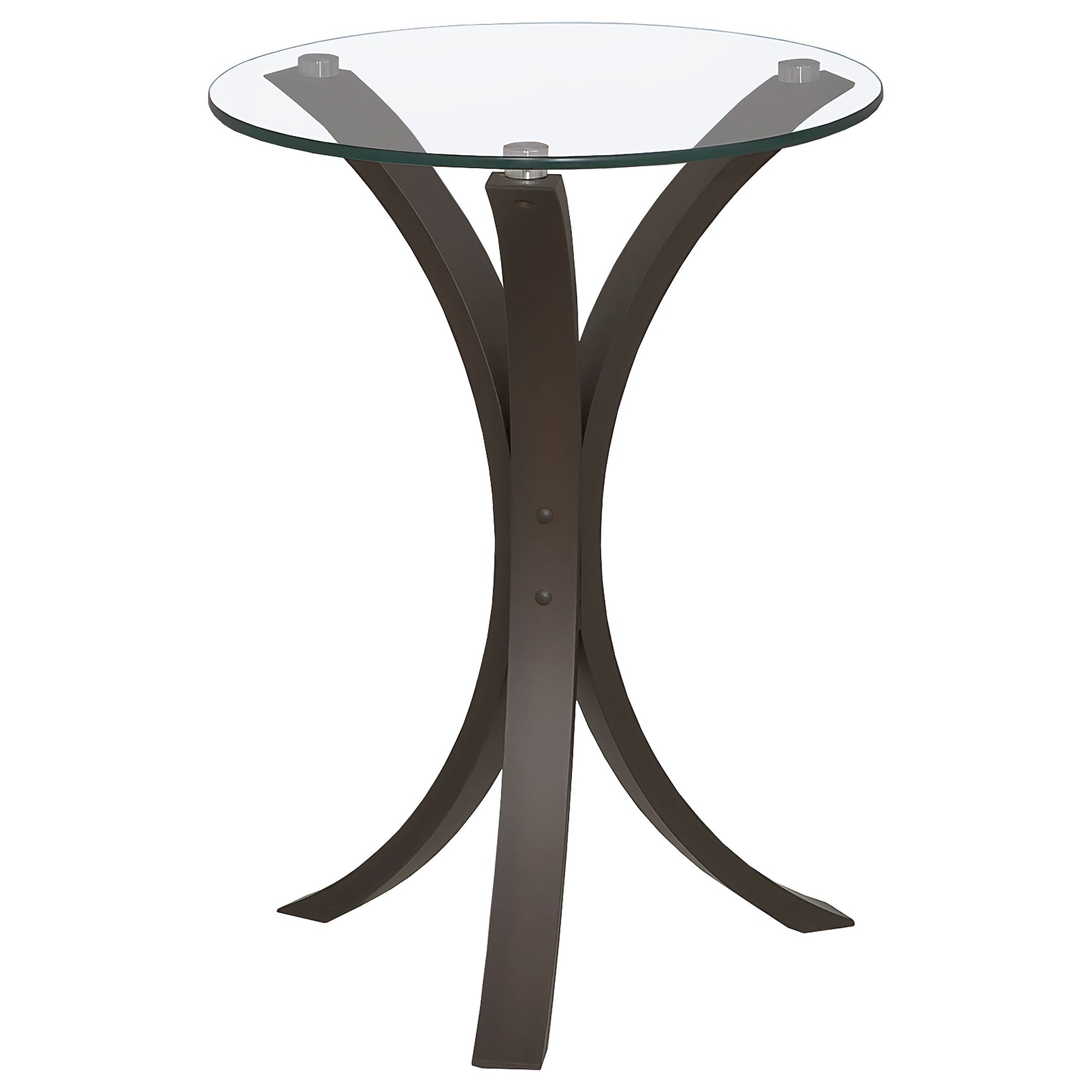 Tampa Furniture Outlet - Coaster - Edgar Round Glass Top Accent Side Table Cappuccino - 902867