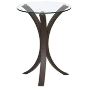 Tampa Furniture Outlet - Coaster - Edgar Round Glass Top Accent Side Table Cappuccino - 902867