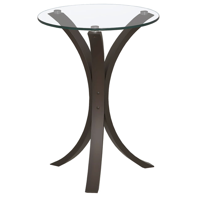 Tampa Furniture Outlet - Coaster - Edgar Round Glass Top Accent Side Table Cappuccino - 902867