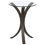 Edgar Round Glass Top Accent Side Table Cappuccino - Tampa Furniture Outlet