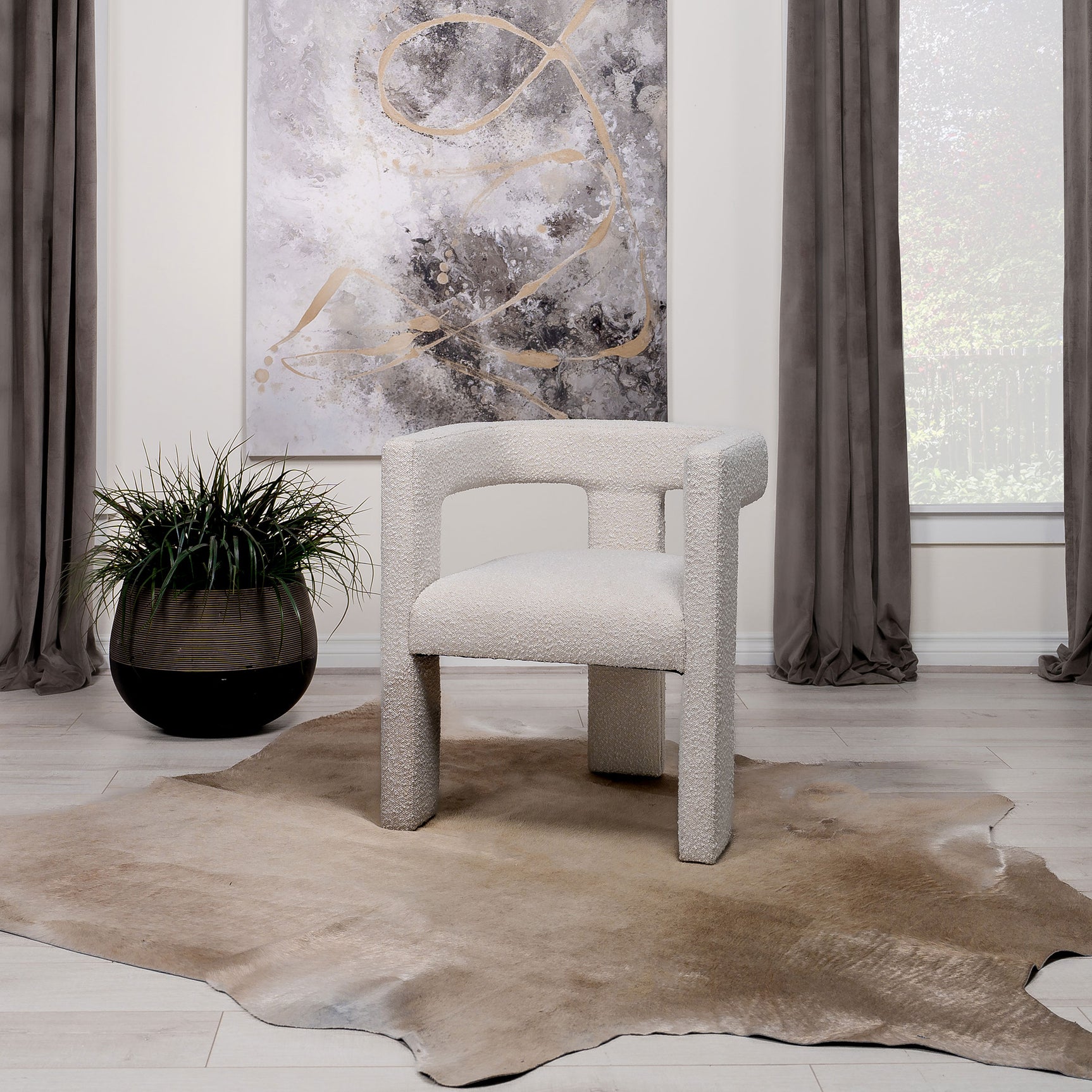 Petra Boucle Upholstered Accent Side Chair White - Tampa Furniture Outlet