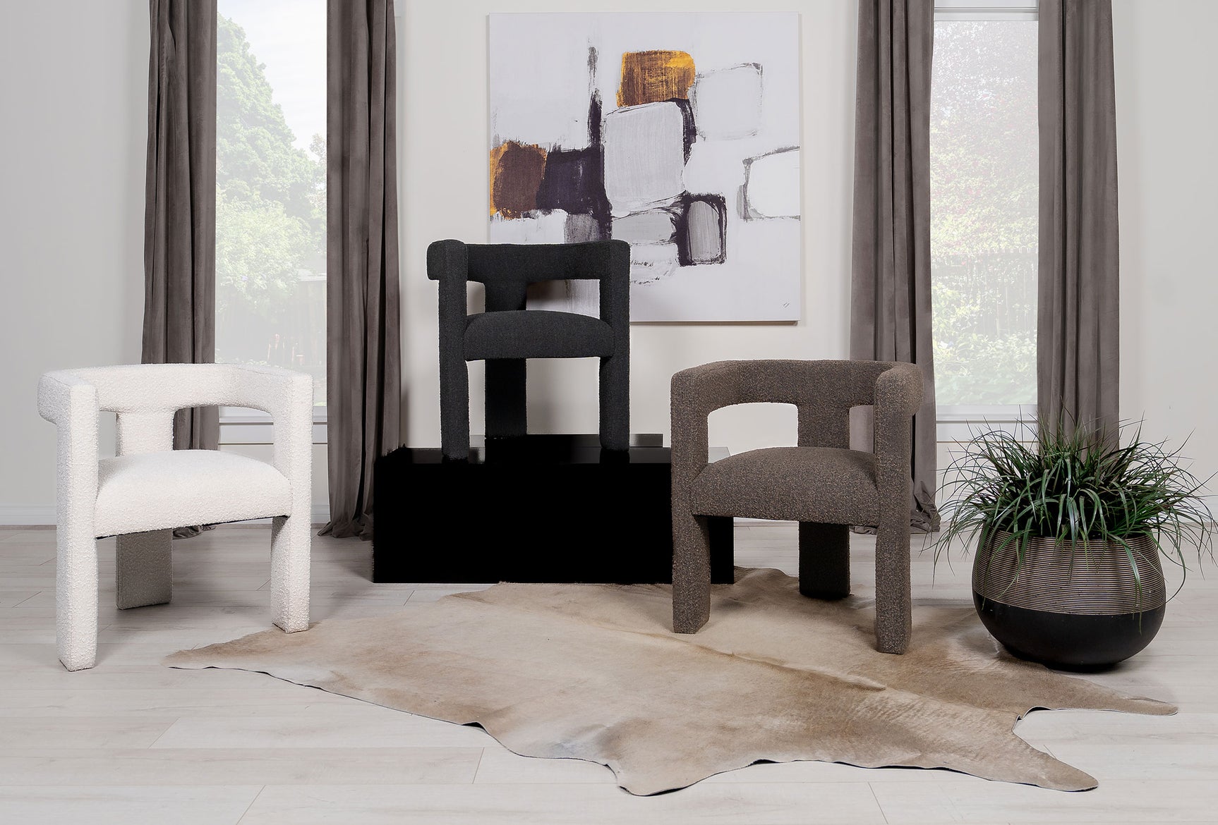 Petra Boucle Upholstered Accent Side Chair Black - Tampa Furniture Outlet