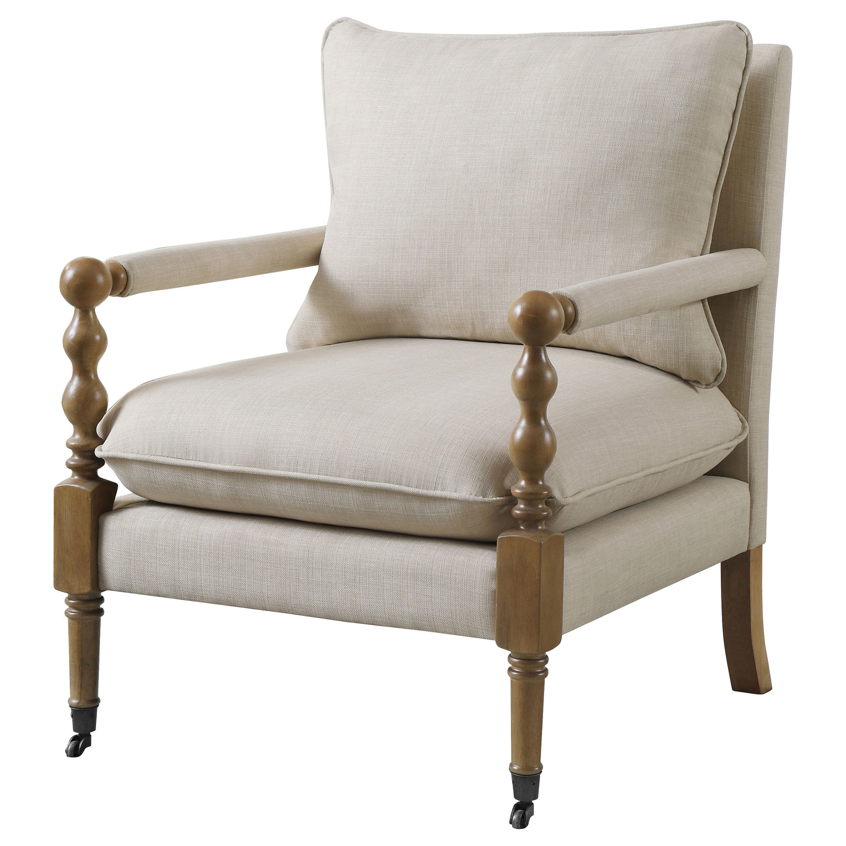 Dempsy Upholstered Accent Chair with Casters Beige - Tampa Furniture Outlet