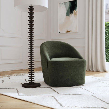 Leon Upholstered Barrel Accent Swivel Chair Hunter Green - Tampa Furniture Outlet