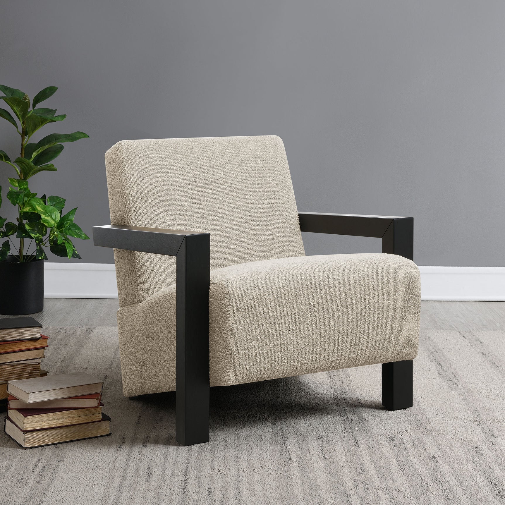 Fitzroy Boucle Upholstered Accent Arm Chair Latte - Tampa Furniture Outlet