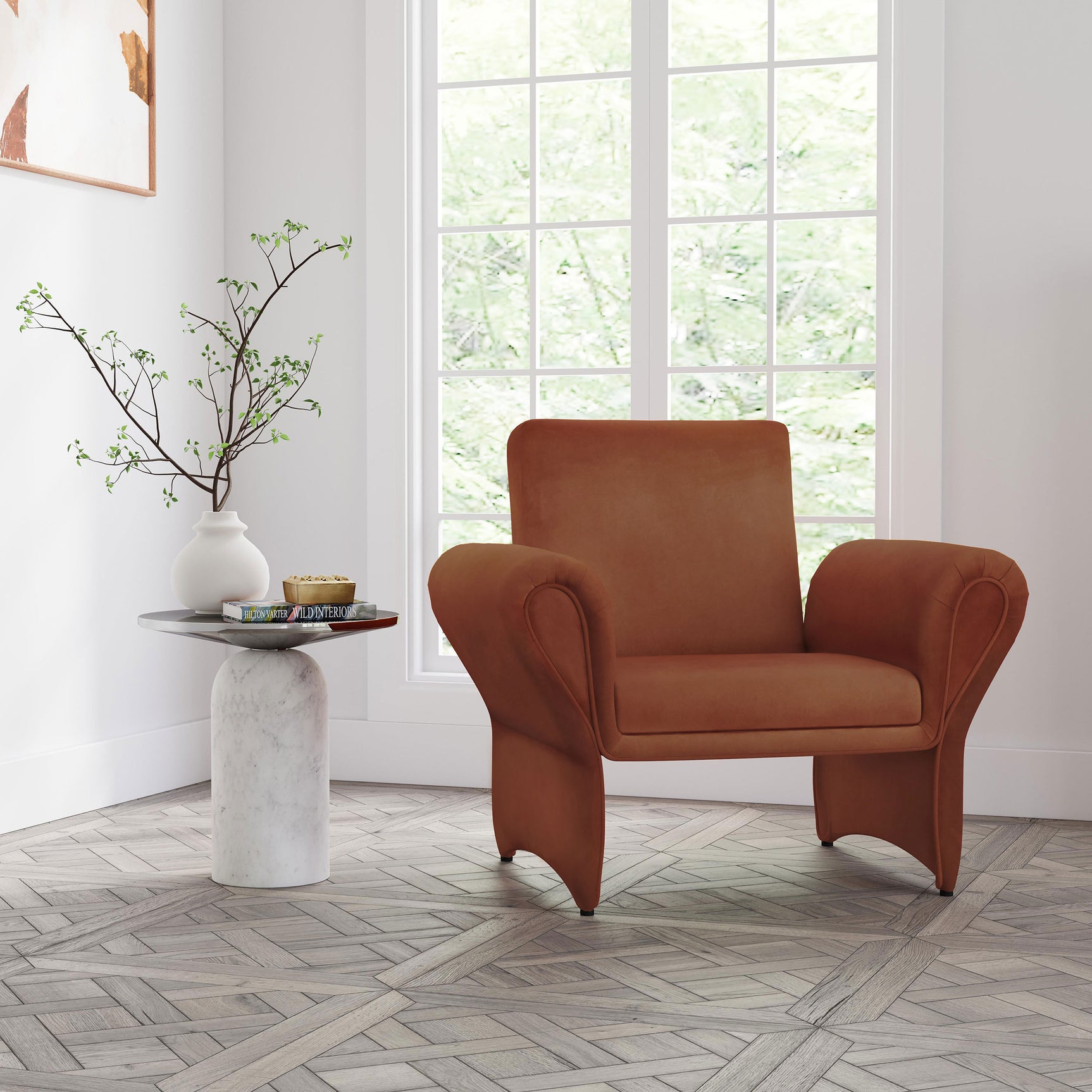 Liana Upholstered Roll Arm Accent Armchair Rust Orange - Tampa Furniture Outlet