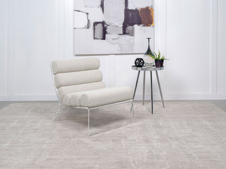 Serreta Boucle Upholstered Armless Acrylic Chair Ivory - Tampa Furniture Outlet