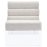 Serreta Boucle Upholstered Armless Acrylic Chair Ivory - Tampa Furniture Outlet