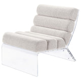 Serreta Boucle Upholstered Armless Acrylic Chair Ivory - Tampa Furniture Outlet