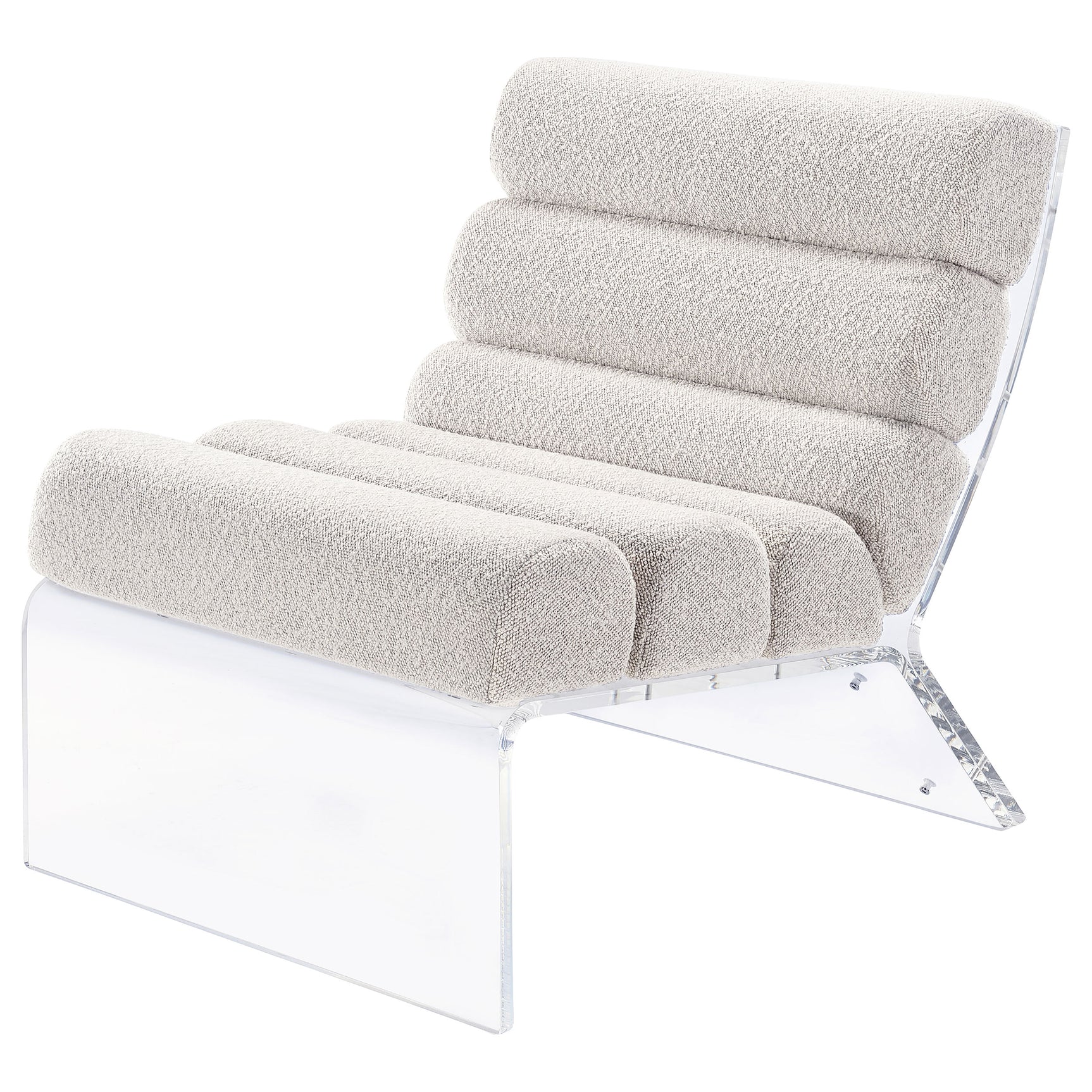 Serreta Boucle Upholstered Armless Acrylic Chair Ivory - Tampa Furniture Outlet