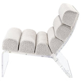 Serreta Boucle Upholstered Armless Acrylic Chair Ivory - Tampa Furniture Outlet