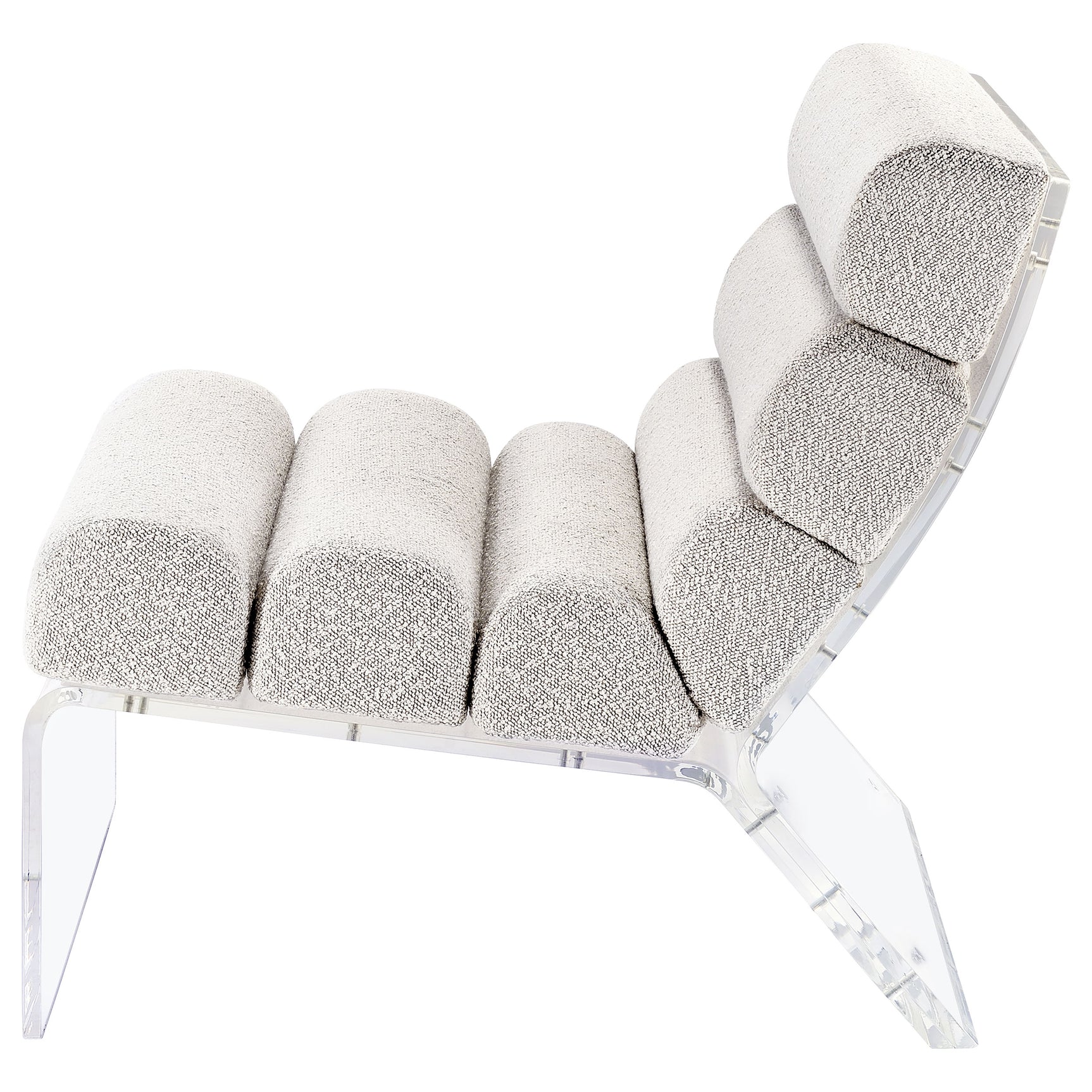 Serreta Boucle Upholstered Armless Acrylic Chair Ivory - Tampa Furniture Outlet