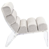 Serreta Boucle Upholstered Armless Acrylic Chair Ivory - Tampa Furniture Outlet
