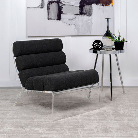 Serreta Boucle Upholstered Armless Acrylic Chair Black - Tampa Furniture Outlet