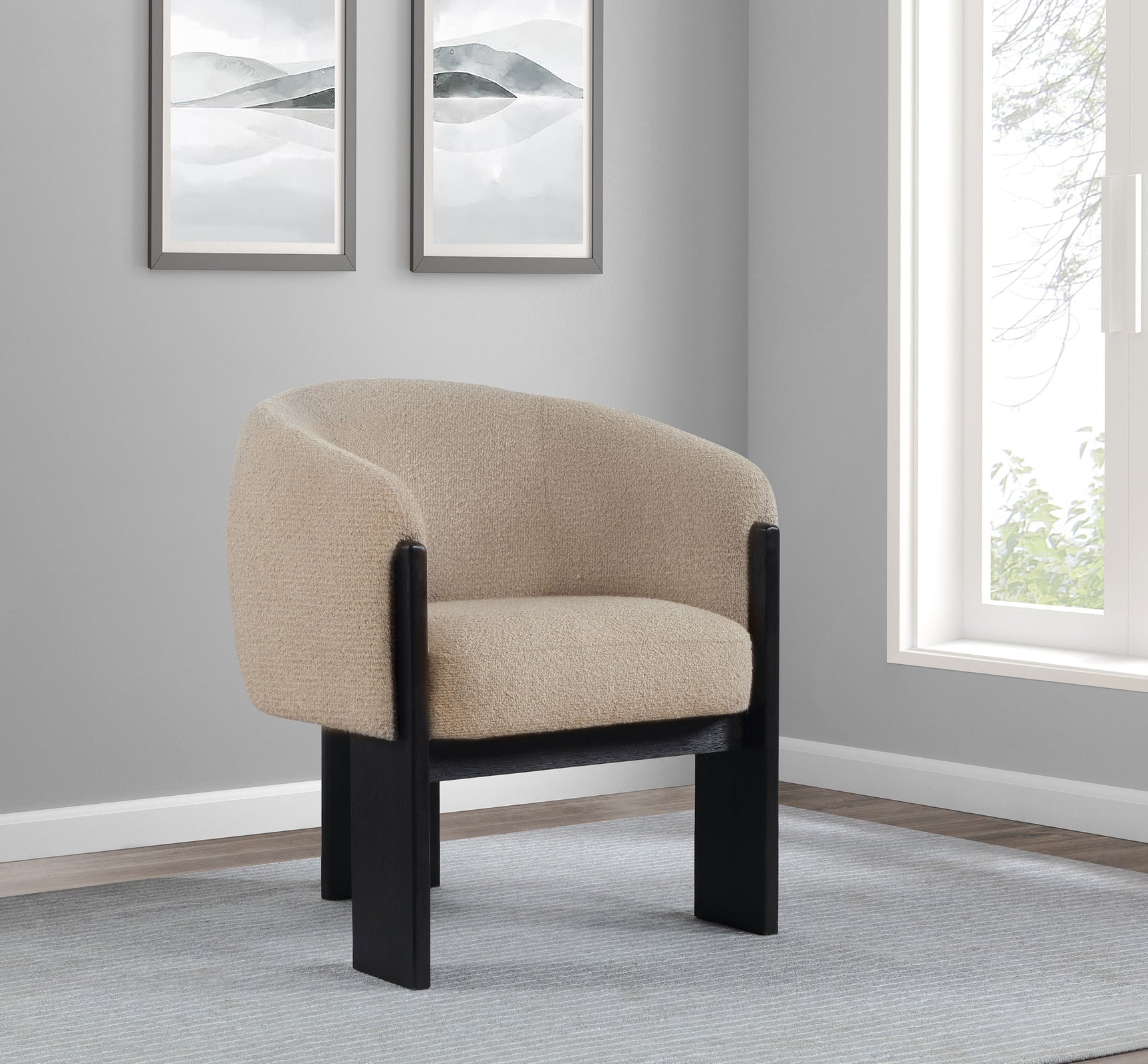 Valdez Boucle Upholstered Barrel Back Accent Chair Beige - Tampa Furniture Outlet