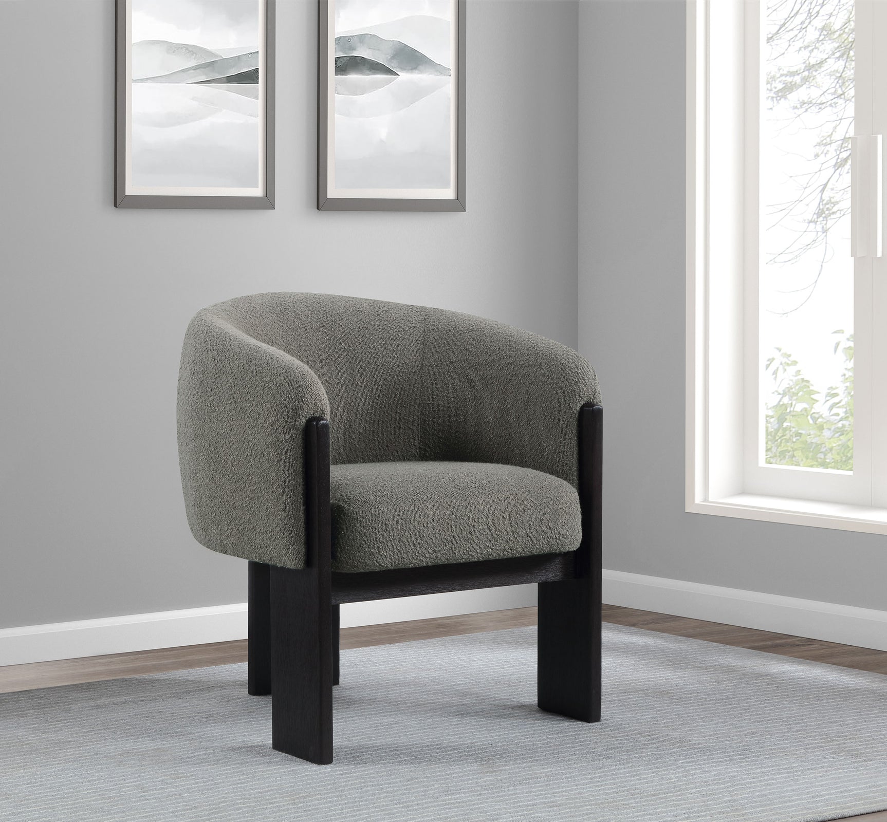 Valdez Boucle Upholstered Barrel Back Accent Chair Brown - Tampa Furniture Outlet