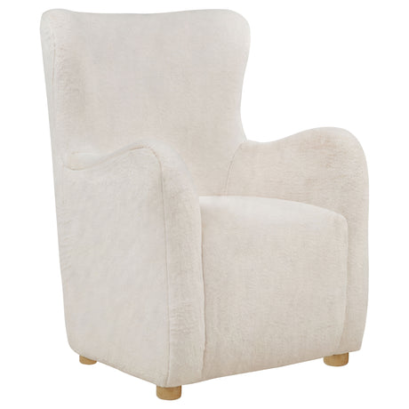 Tampa Furniture Outlet - Coaster - Thornton Faux Fur Upholstered Wingback Lounge Accent Chair Ivory - 903175