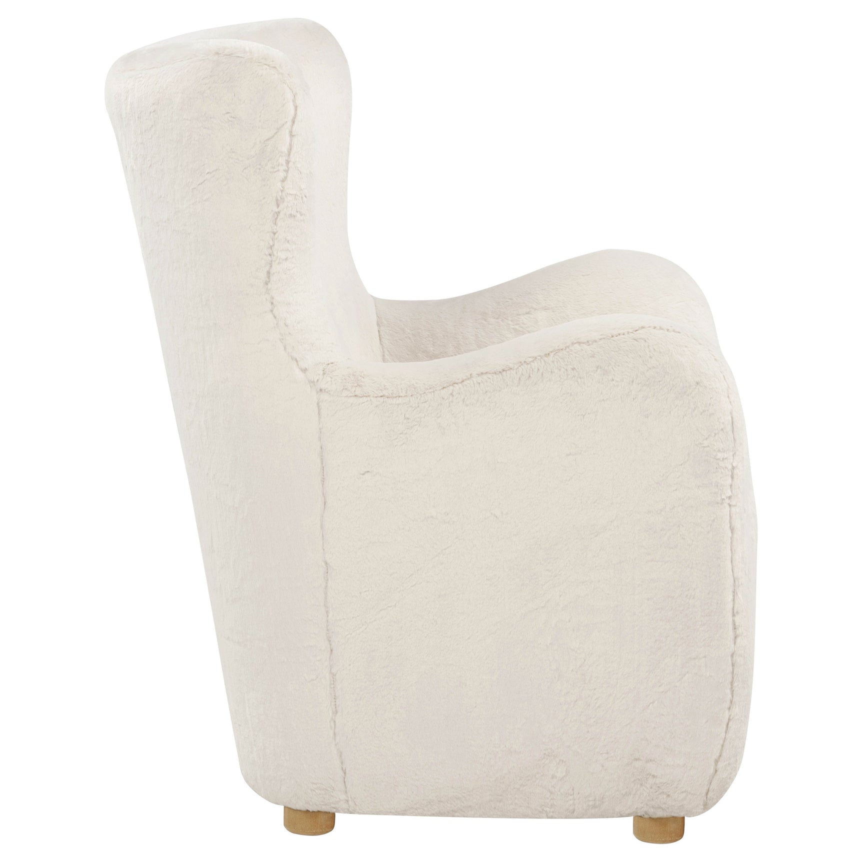 Thornton Faux Fur Upholstered Wingback Lounge Accent Chair Ivory