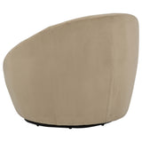Myernick Velvet Upholstered Swivel Accent Chair Camel
