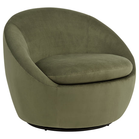 Tampa Furniture Outlet - Coaster - Myernick Velvet Upholstered Swivel Accent Chair Olive - 903229