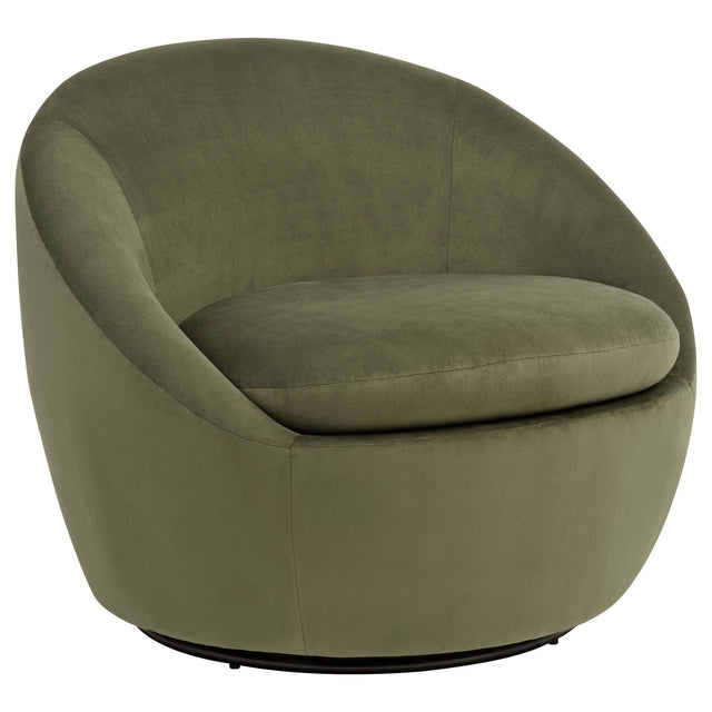 Tampa Furniture Outlet - Coaster - Myernick Velvet Upholstered Swivel Accent Chair Olive - 903229
