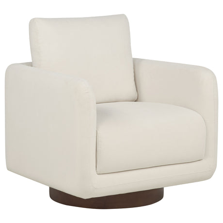 Tampa Furniture Outlet - Coaster - Iris Fabric Upholstered Swivel Accent Chair Ivory - 903255