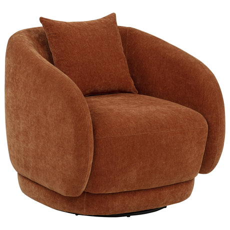Tampa Furniture Outlet - Coaster - Arnaud Chenille Upholstered Swivel Accent Chair Burnt Orange - 903488