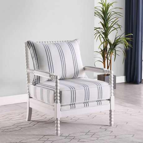 Blanchett Upholstered Bobbin Accent Chair White - Tampa Furniture Outlet