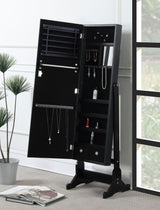 Tutuola Cheval Mirror with Jewelry Storage Black - Tampa Furniture Outlet