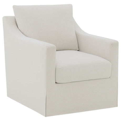 Tampa Furniture Outlet - Coaster - Winter Upholstered Sloped Arm Accent Swivel Chair Beige - 904133